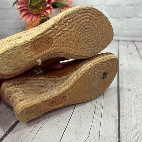 born drilles wedge sandal brown flower detail coquette girl boho western sz 8 - Picture 5 of 8